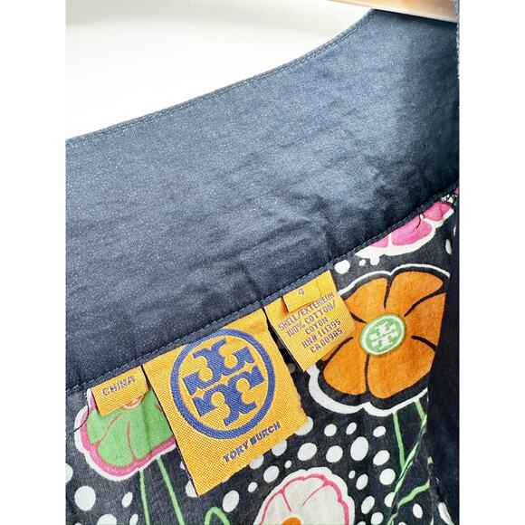 Tory Burch Boho Embroidered Floral Logo Tunic Size 4 - Picture 3 of 3